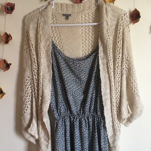 Set 🌿 Blue Floral Maxi dress with cream cardigan